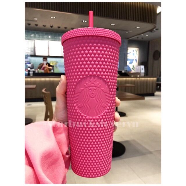 |chính hãng| ly starbucks gai ruby pink size khủng 24oz