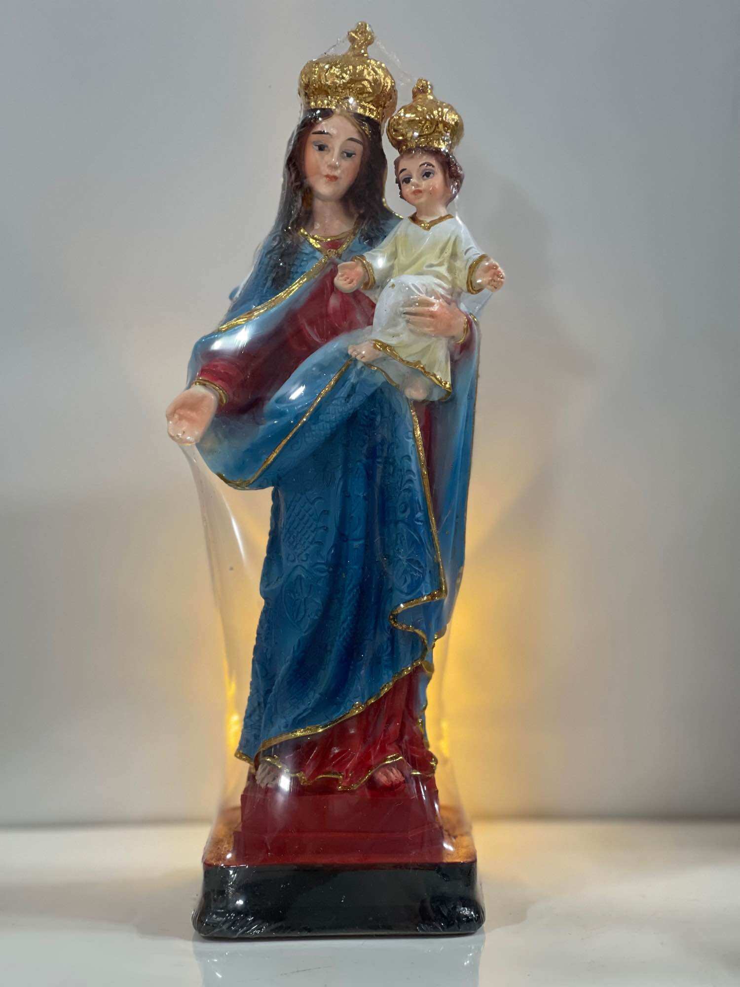 Tượng Mẹ Phù Hộ 22cm Thiếp Vàng - Tượng Thờ Công Giáo Phanxico Xavie.