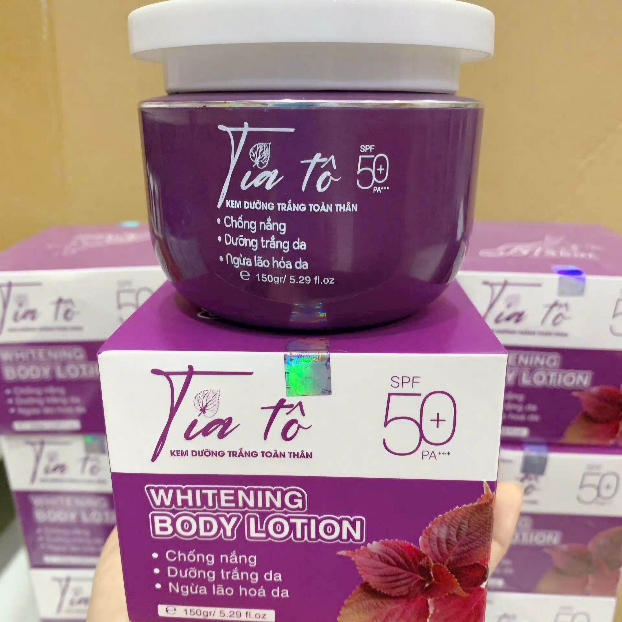 (mẫu mới) Kem Body Tía Tô Dưỡng Trắng Da , Chống Nắng SPF 50+ 150gr Chính Hãng