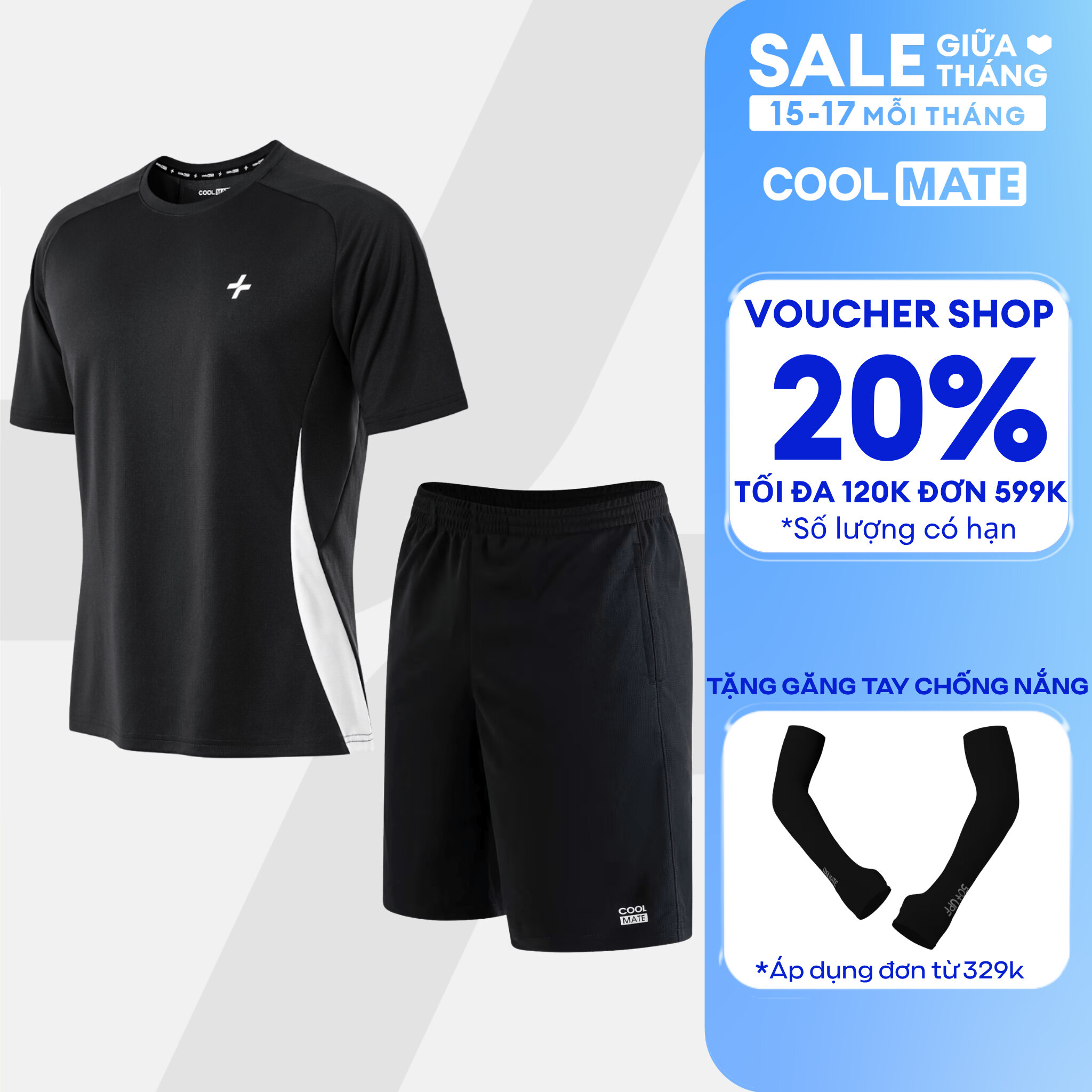 [TẶNG QUÀ ĐƠN TỪ 329K]Set thể thao Promax Áo thun Sideflow và Quần shorts Thoáng khí, thoải mái, thấm hút tốt Coolmate