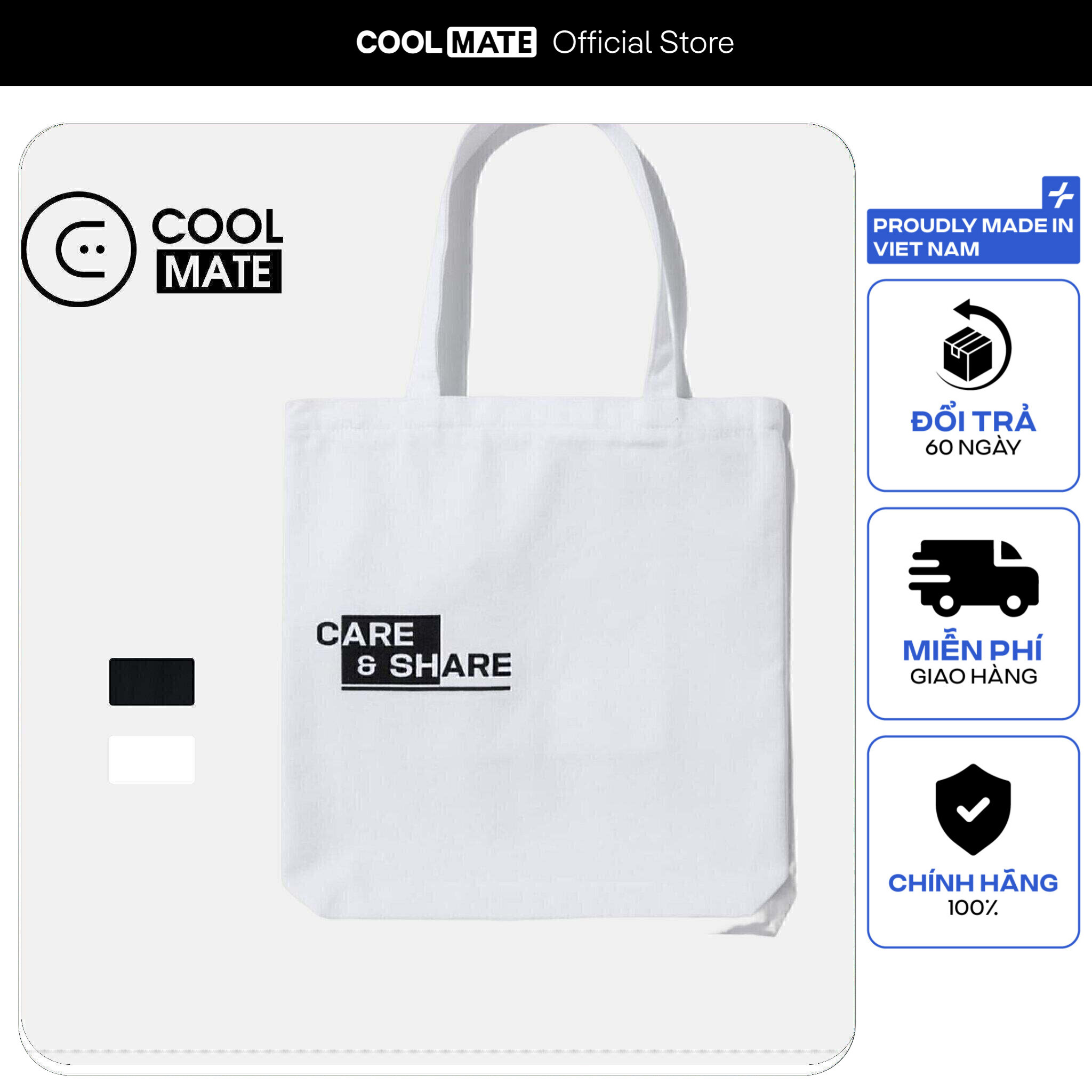[TẶNG QUÀ ĐƠN TỪ 349K]Túi tote vải Canvas tiện lợi Care & Share - Coolmate