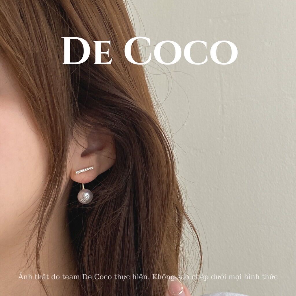 Khuyên tai bạc thanh ngang mix hạt trai De Coco Decoco thumbnail