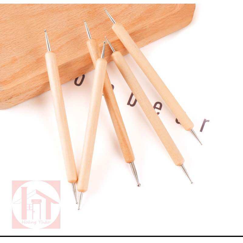 Bộ cọ chấm bi 5cây cán gỗ cao cấp đủ size (đa côg dụng không thể thiếu)