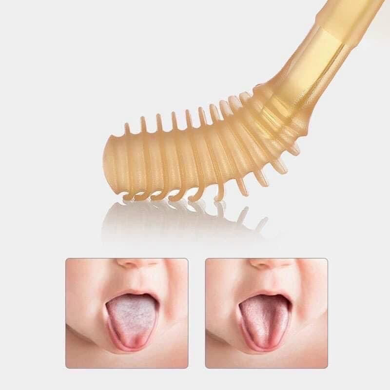 [Free Ship] Sét Rơ Lưỡi + Bàn Chải Silicon Cho Bé 0-18 THÁNG