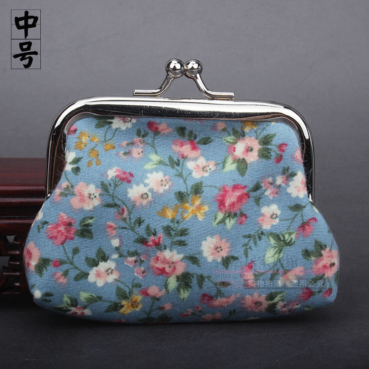 Ví đựng tiền bằng sắt hoa nhỏ vải cotton kinh điển ví đựng tiền lẻ ví nữ mang theo ví đựng tiền xu ví cotton 4 màu 3 quy cách