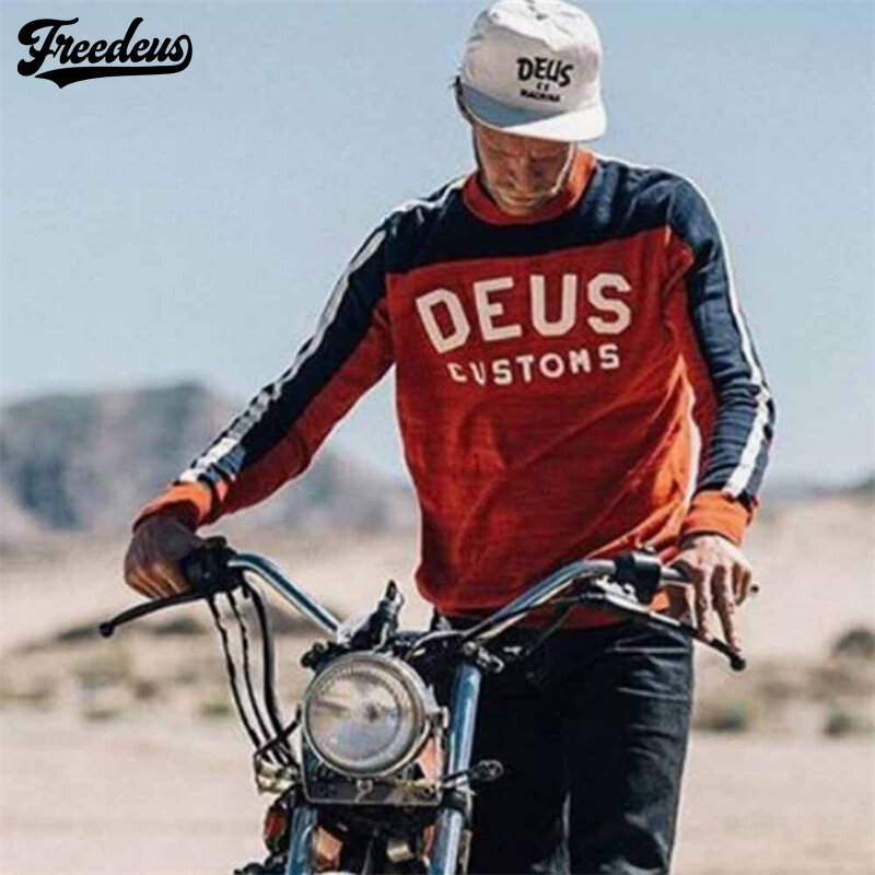 Deus Retro Motorcycle Off-road服速干排汗长袖机车赛服林道速降骑行tshirt男款一年四季适用