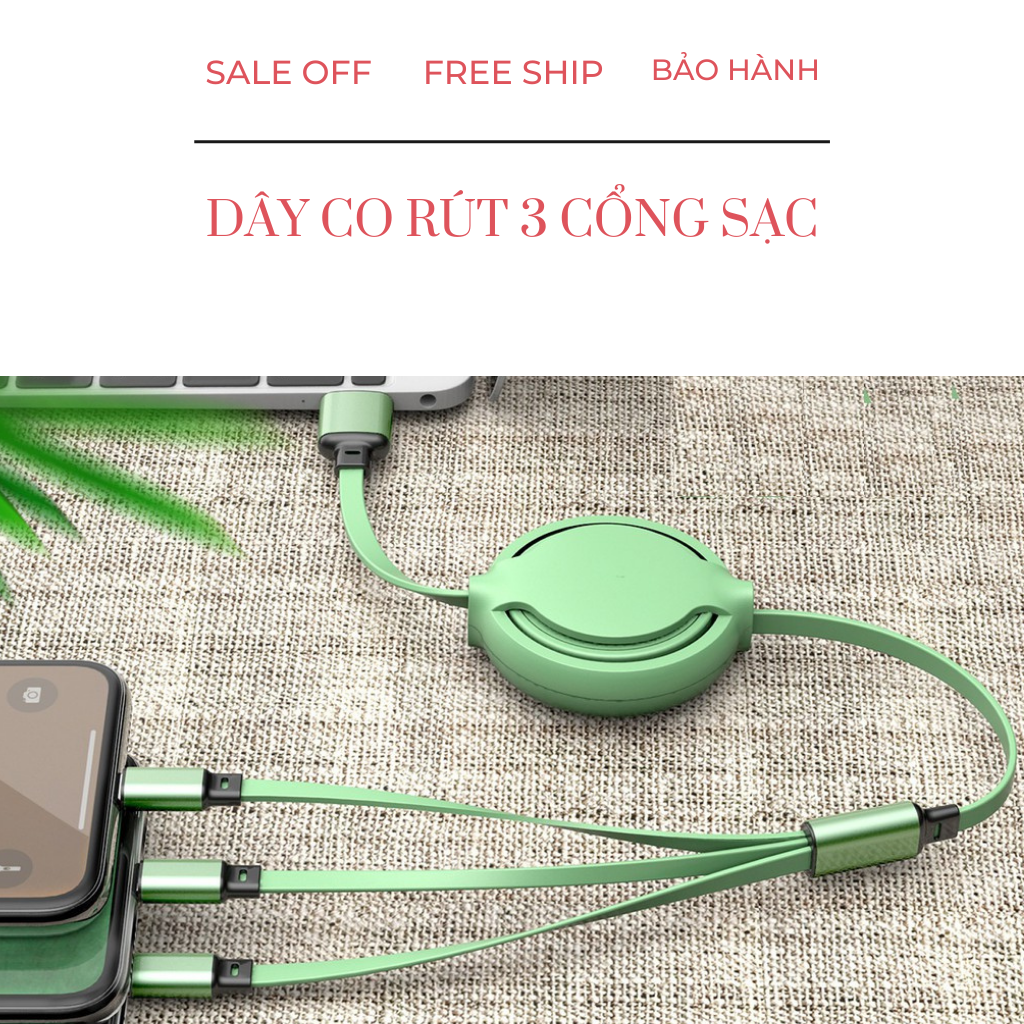 [FREESHIP] Cáp sạc đa năng ,sạc nhiều dòng điện thoại. Dây 1m2 ,Co rút gọn dây thuận tiện.