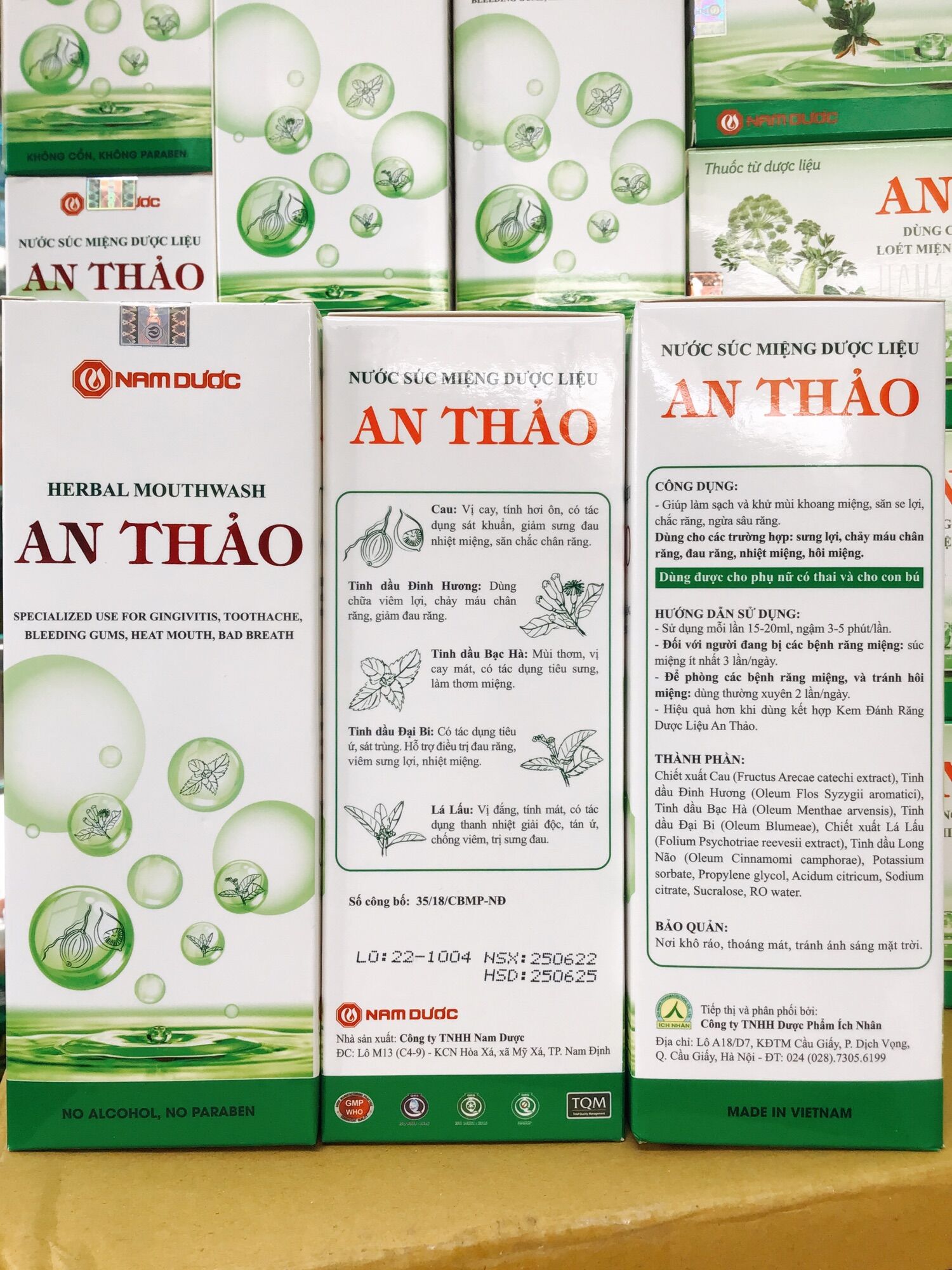 [HCM]Nước súc miệng thảo dược AN THẢO chai 250ml