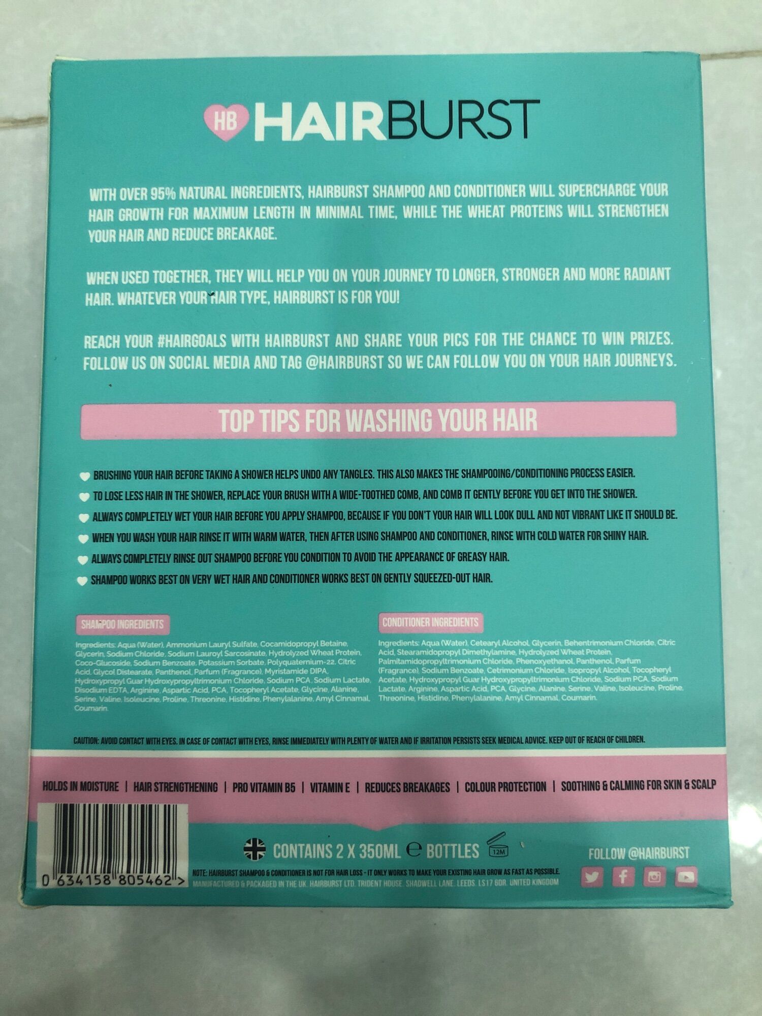 [THANH LÝ SHOP]Cặp dầu gội xả HairBurst 350ml