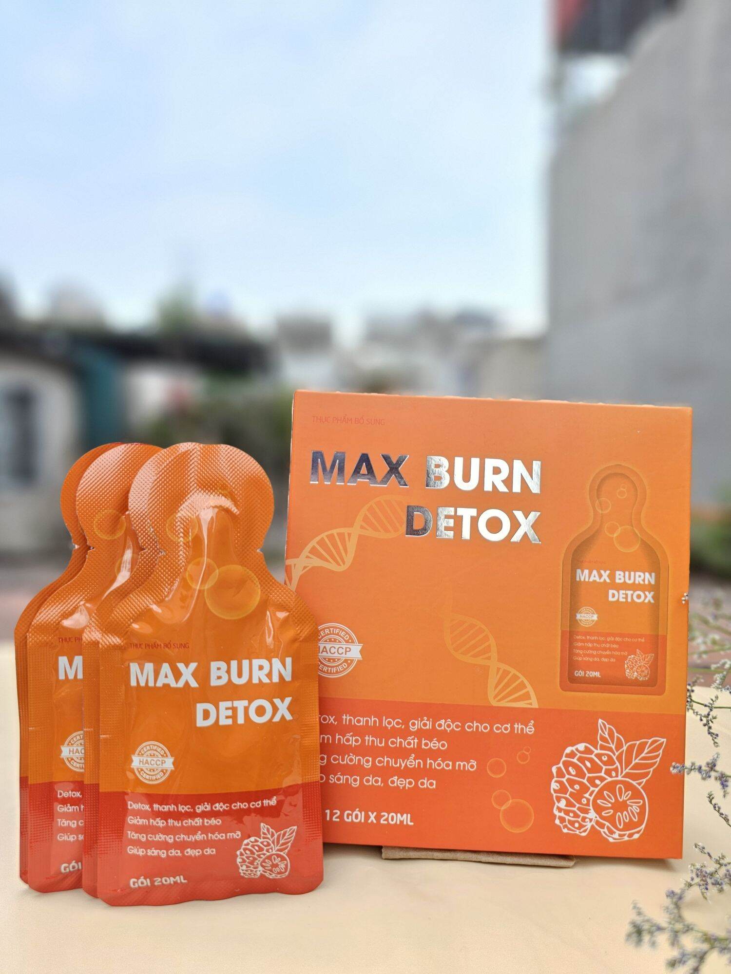 Giảm cân Max Burn Detox thanh lọc cơ thể. -Hộp 12 gói