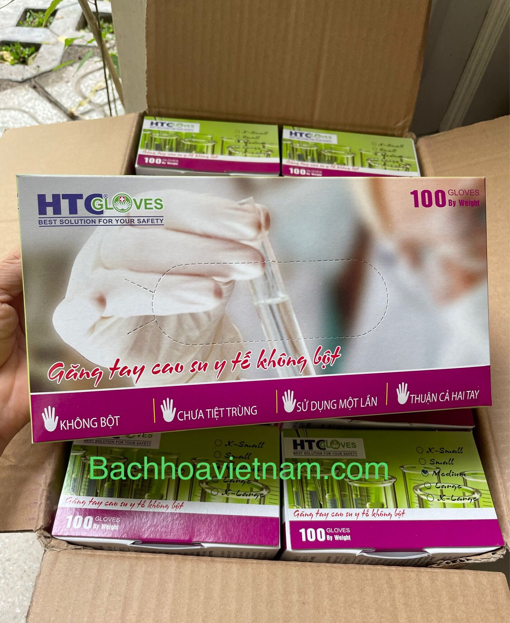 Găng tay y tế không bột Latex 1 hộp 100 chiếc màu trắng|HTC Gloves| Găng tay y tế| găng tay thực phẩm|găng tay không bột