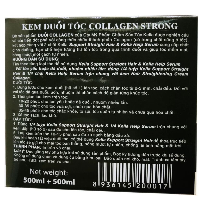 Thuốc duỗi tóc khoẻ KELLA COLLAGEN 500ml x 2