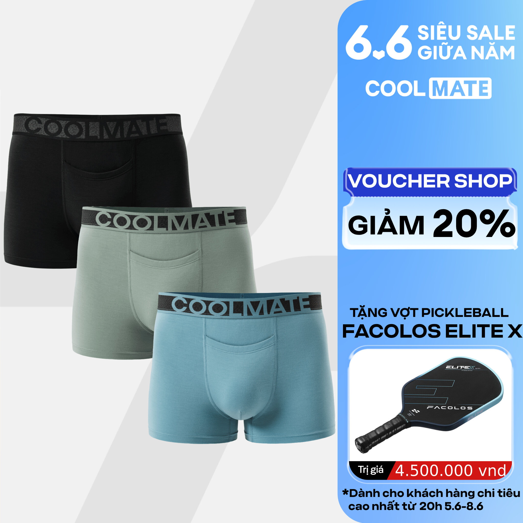 Combo 3 Quần Lót Trunk khe moi Lenzing Modal mềm mại, kháng khuẩn, thấm hút tốt - Coolmate