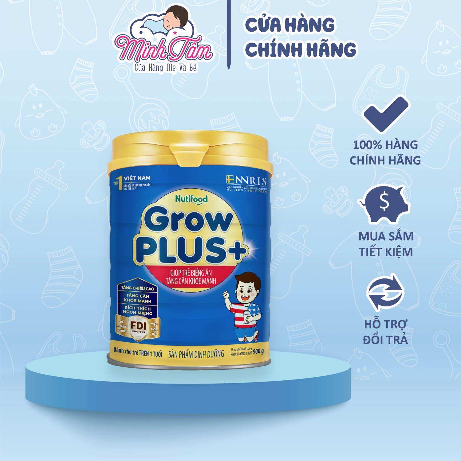 Sữa bột Nutifood GrowPLUS+ Xanh (900g)