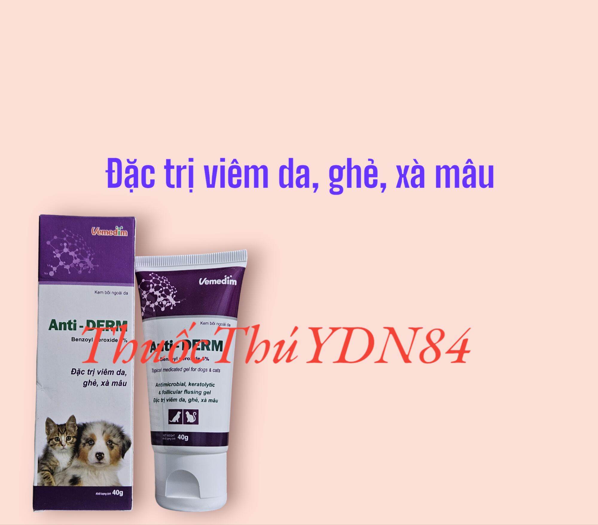 Anti derm bôi tri benh ngoài da ghẻ, viêm xà mâu chó mèo