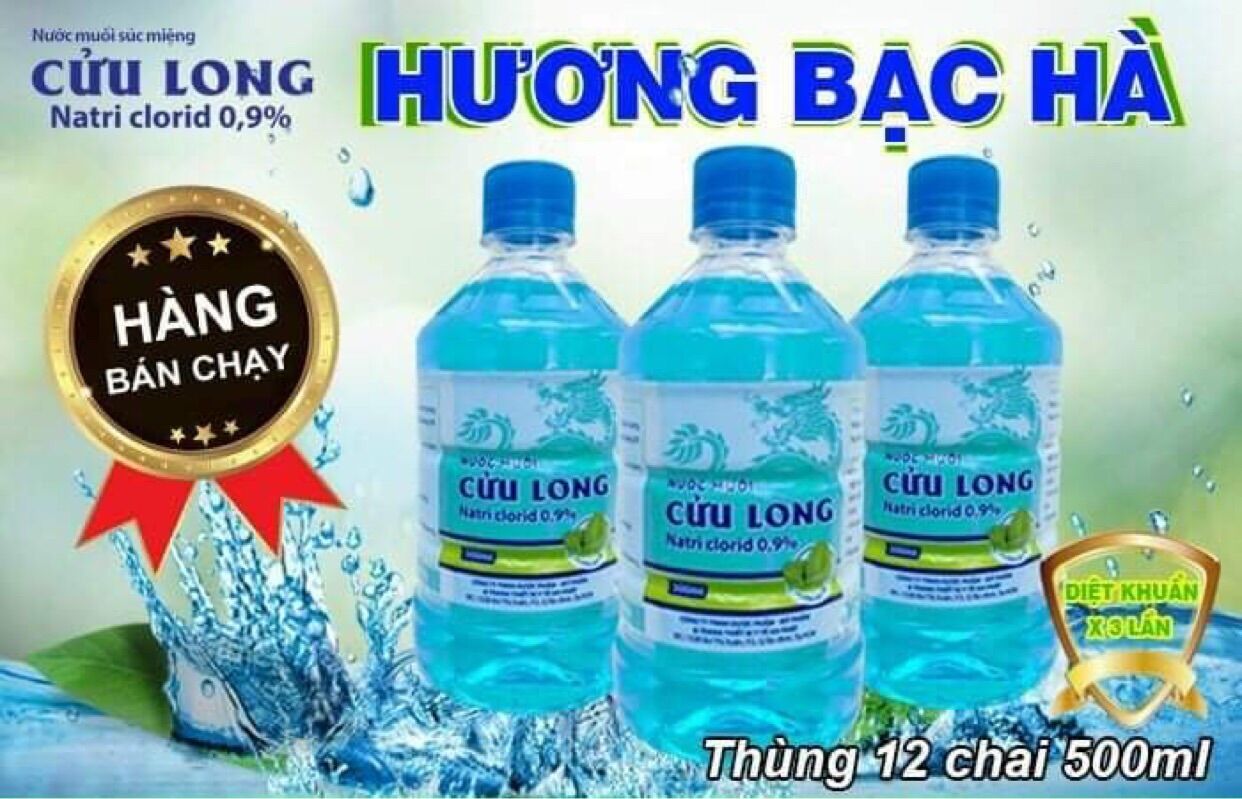 Nước muối súc miệng hương bạc hà Cửu Long