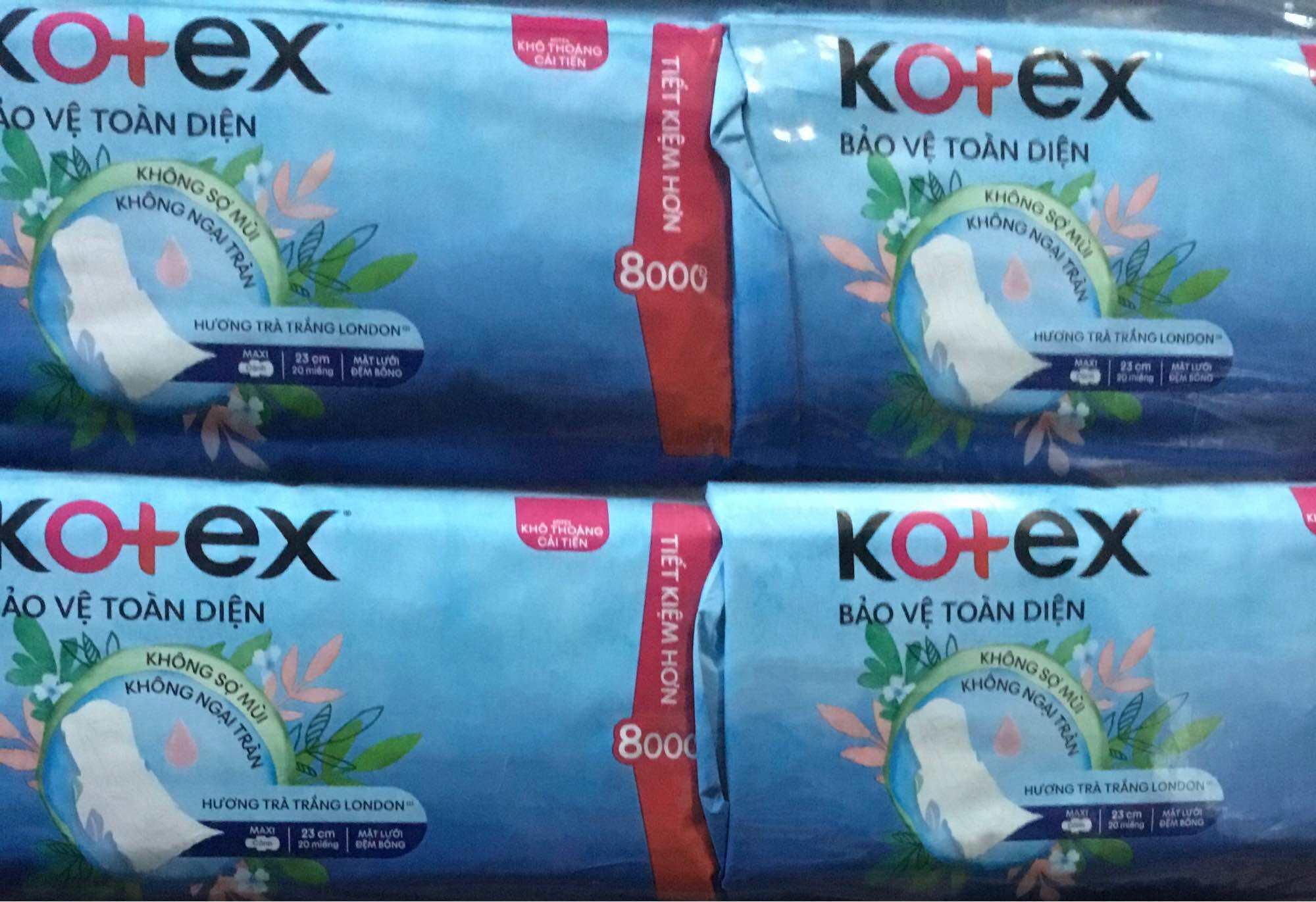 (Gói Lớn 20 Miếng)- (23cm Dày Cánh) Combo 4 Gói Băng Vệ Sinh Kotex Khô Thoáng Maxi Cánh 23cm (Dày Cánh) -Kotex Bảo Vệ Toàn Diện - Mỗi Gói 20 Miếng- HSD luôn mới