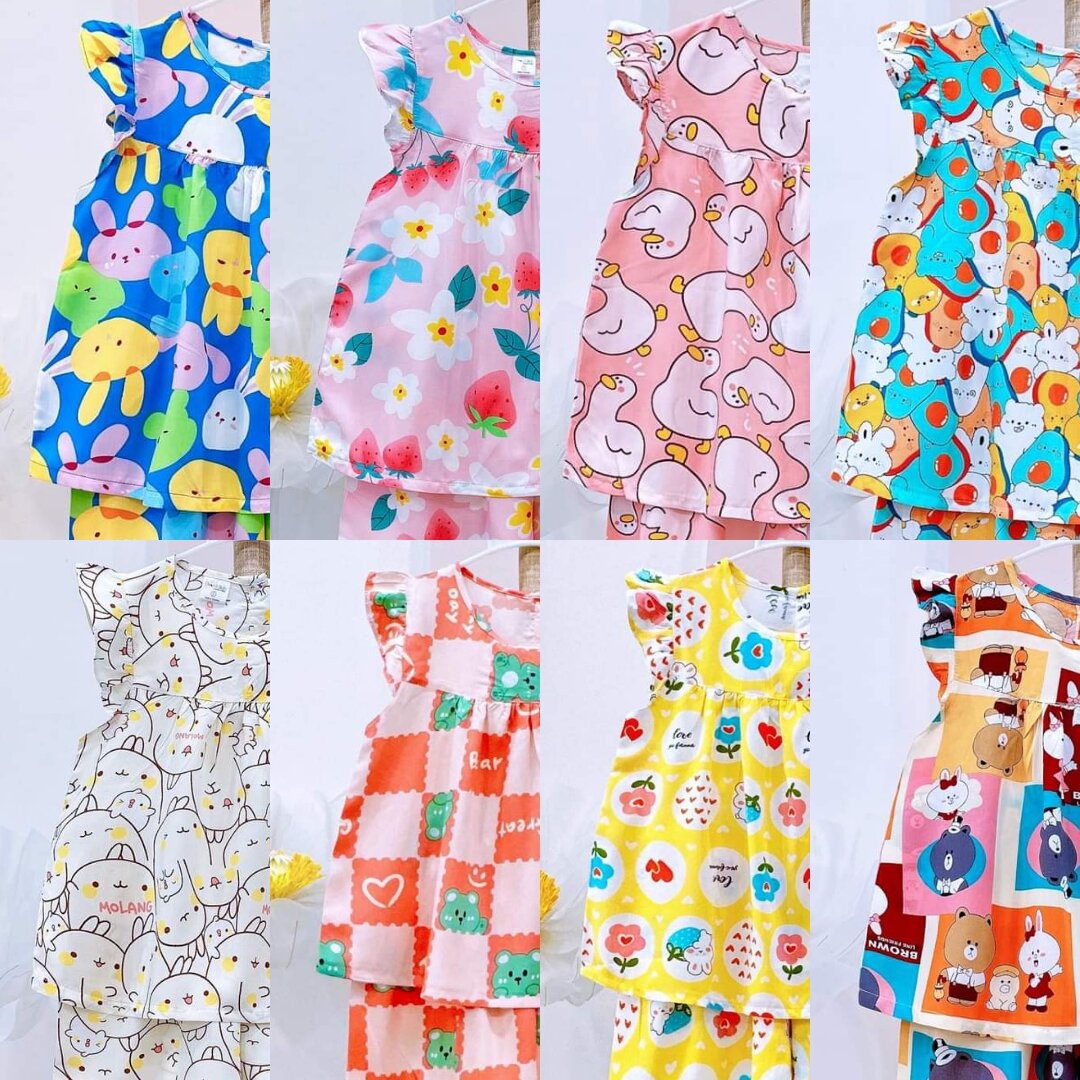 Bộ quần áo Tole lanh bé gái | Mẫu đùi Cánh Tiên |Size dưới 50kg | Chất vải tole lanh 2 da mềm mịn mát cho bé gái | Đồ bộ bé gái