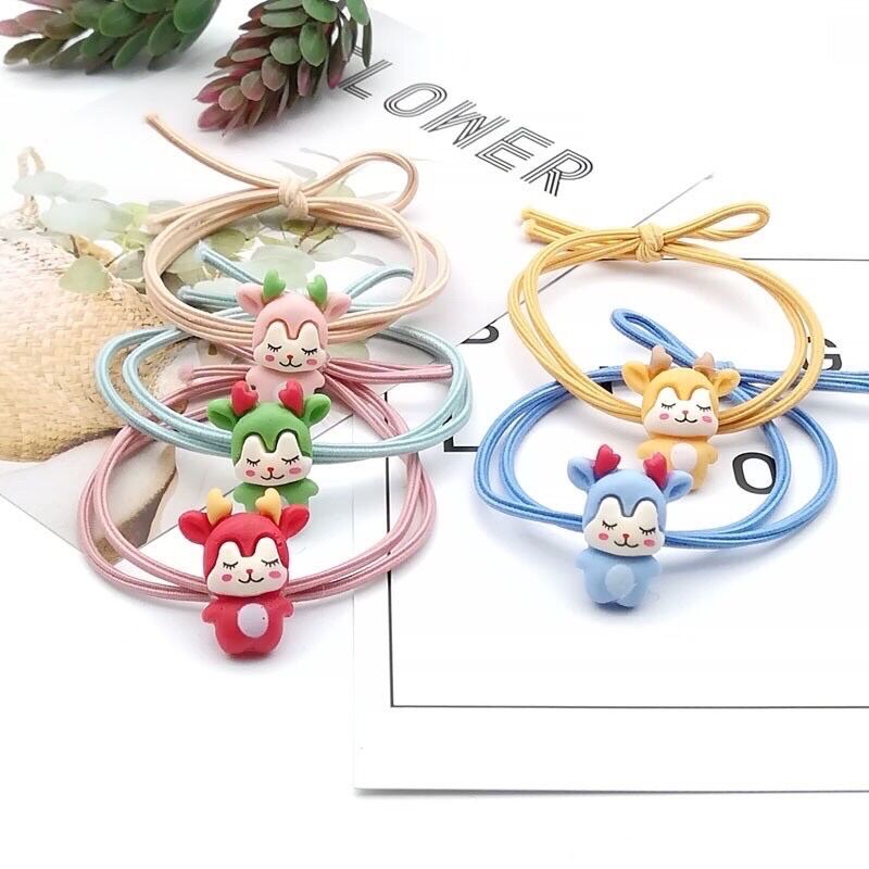 Set 5 dây cột tóc thỏ béo màu mix 5 màu