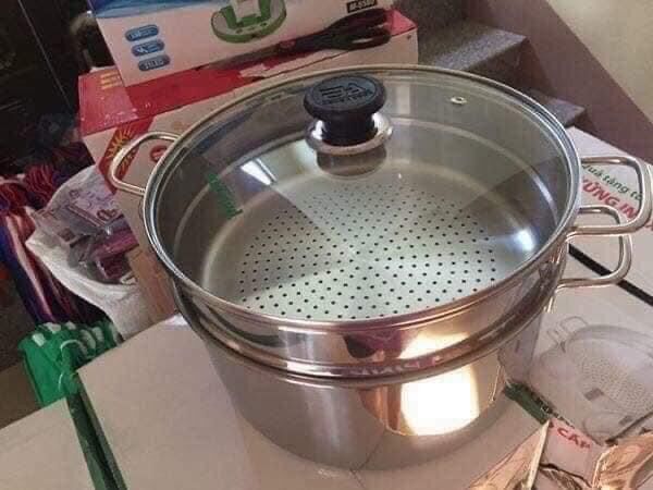 nồi hấp 2 tầng  DÀY 1.5 đáy  inox Đông Á 24cm