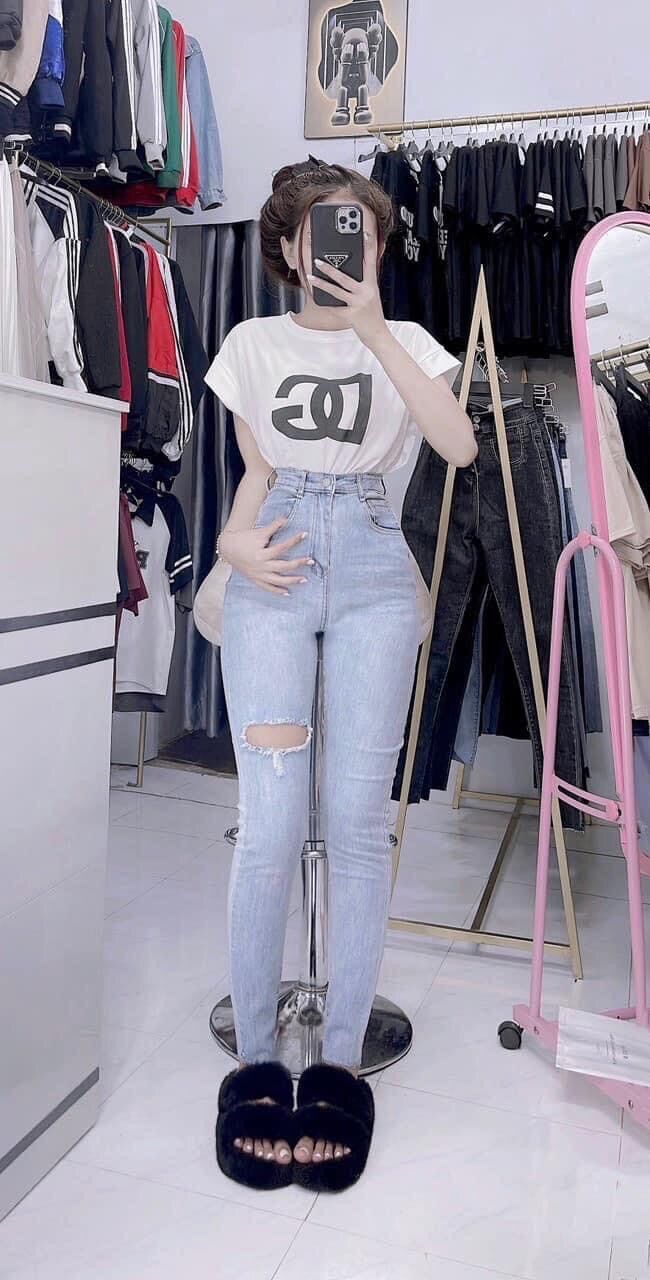 Quần jean ôm lưng cao hack dáng
