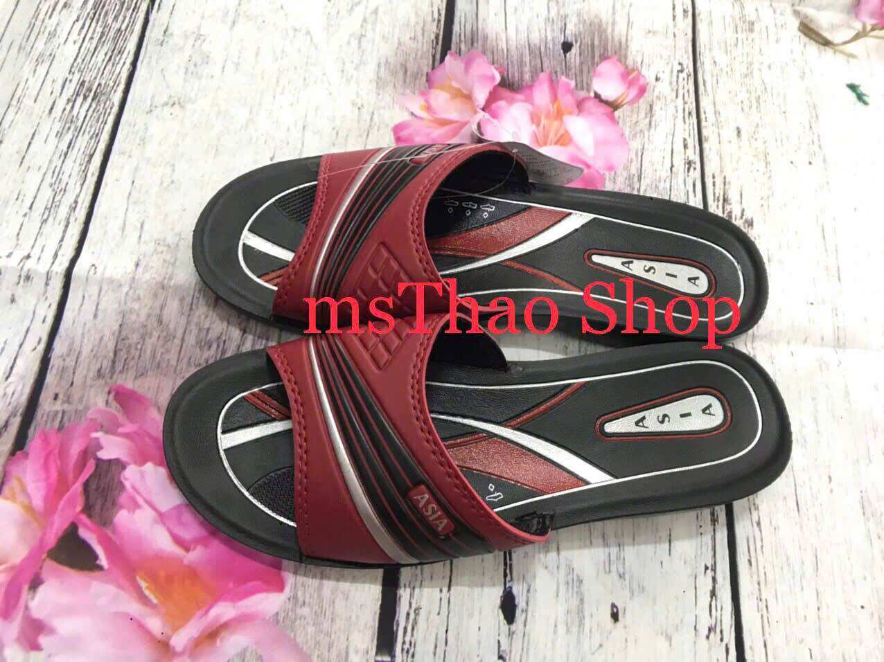 Dép bà già quai ngang DW32 ĐỎ đúc nữ trung niên nhẹ Asia