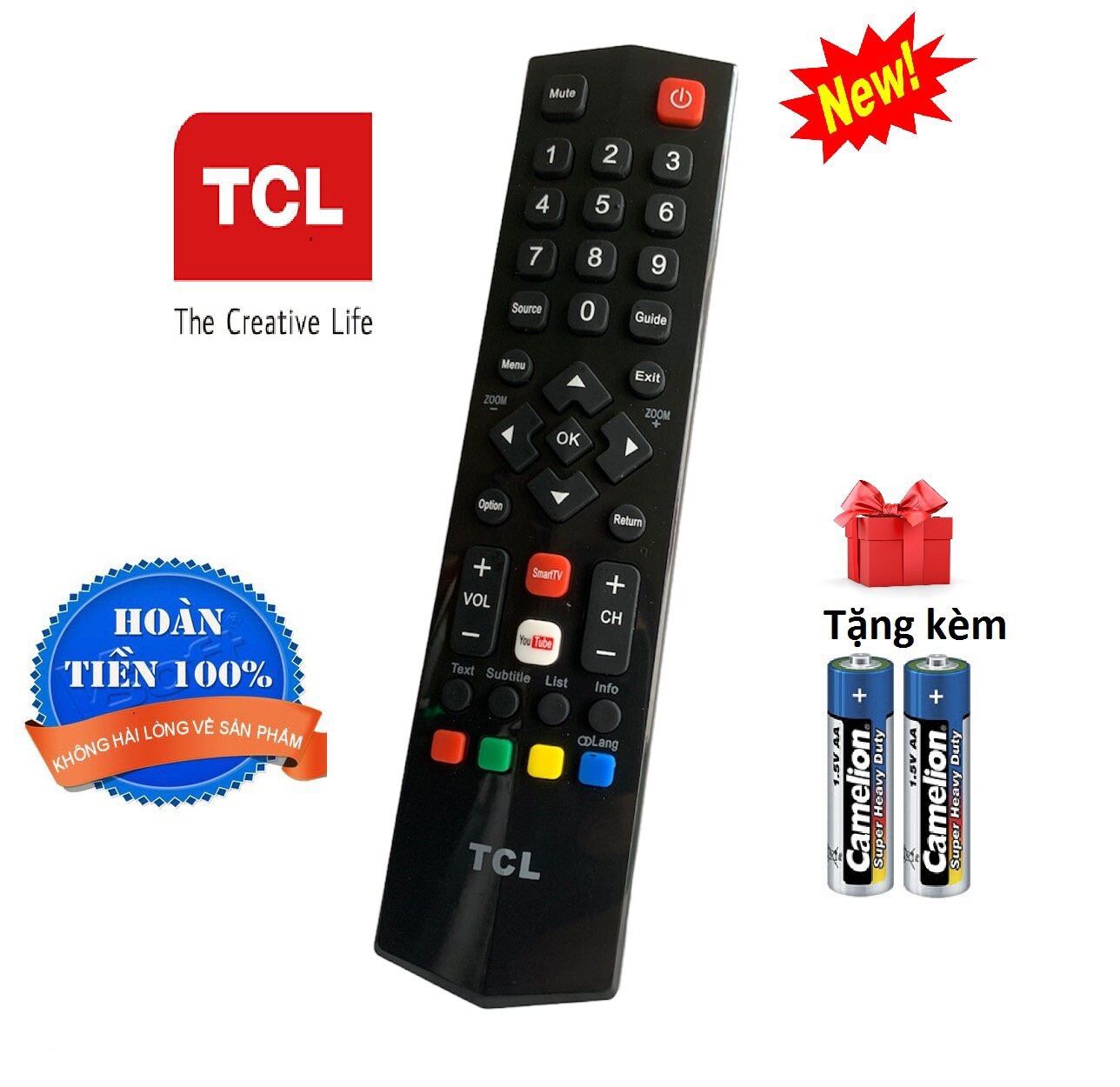 Điều khiển tivi TCL - Chính hãng tcl smart internet [ tặng kèm pin ] remote tv TCL