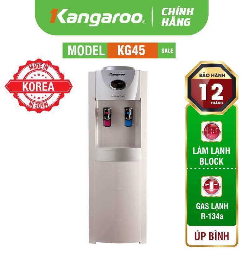 Máy làm nóng lạnh nước uống kangaroo, Cây nước nóng lạnh Kangaroo KG45 - bình úp , made in korea