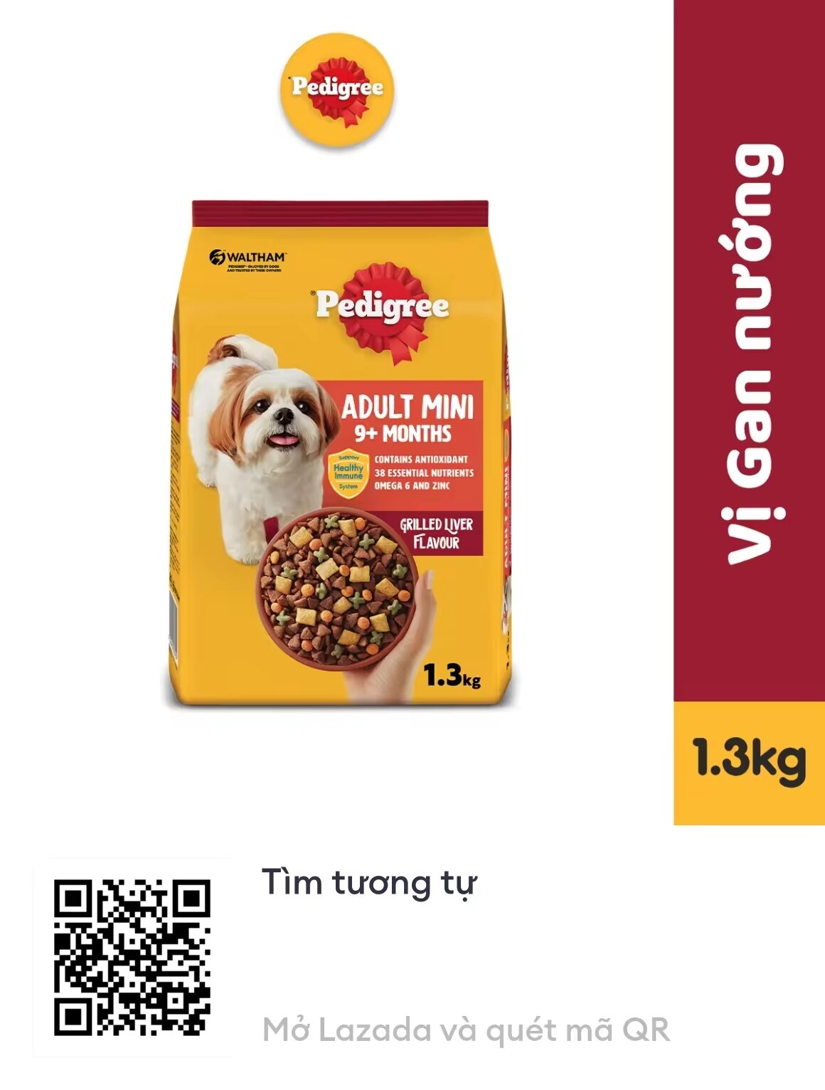 Thức ăn cho chó hạt Mini Pedigree vị gan nướng 1.3 kg