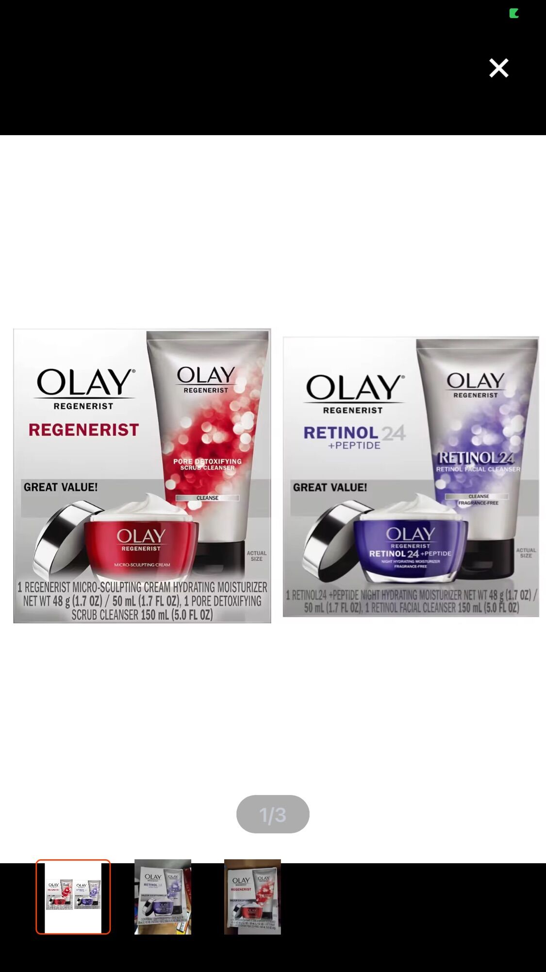 Combo 1 hộp sữa rửa mặt Olay và 1 hộp kem trắng da Olay hàng nhập của Mỹ