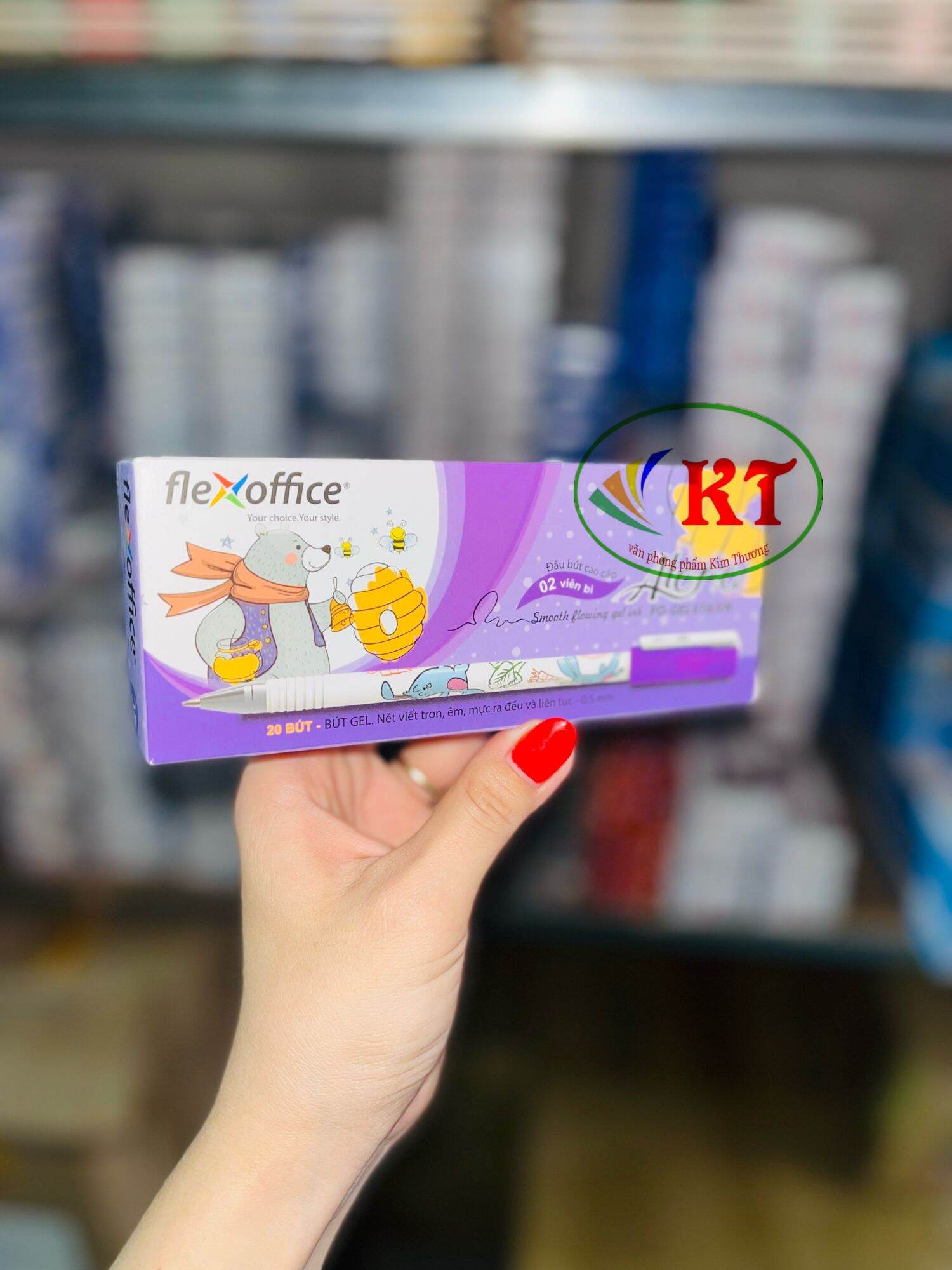 Hộp 20 cây bút flexoffice fo-gel018 alona mực tím chính hãng giá sỉ