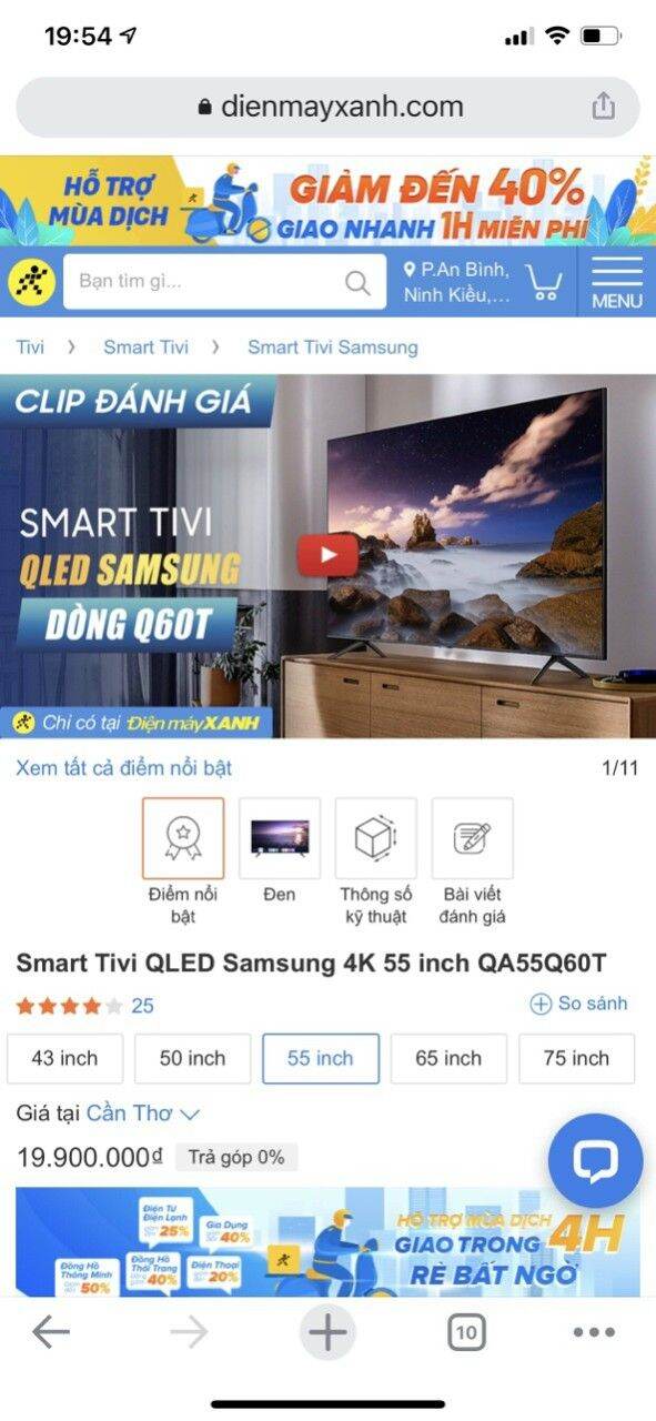 Tivi Samsung 55 inch 4K
