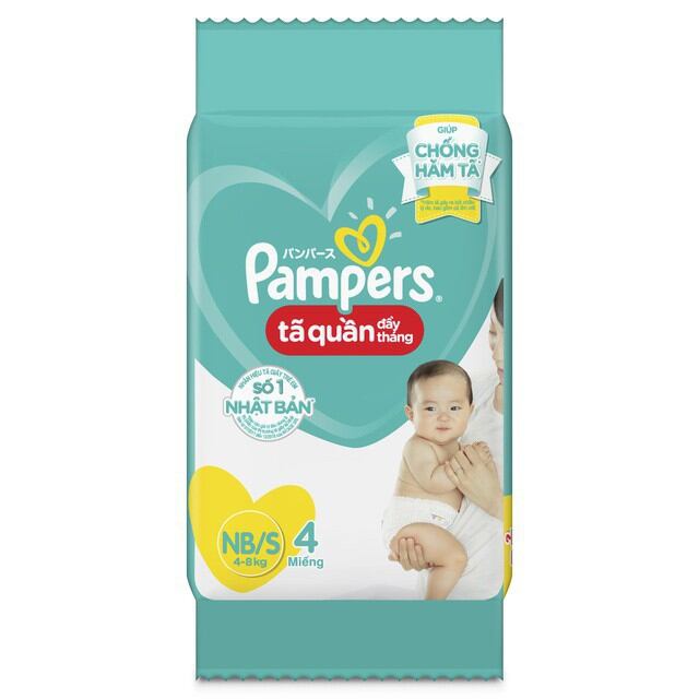 Tã bỉm quần Pampers NB/S gói nhỏ 4 miếng