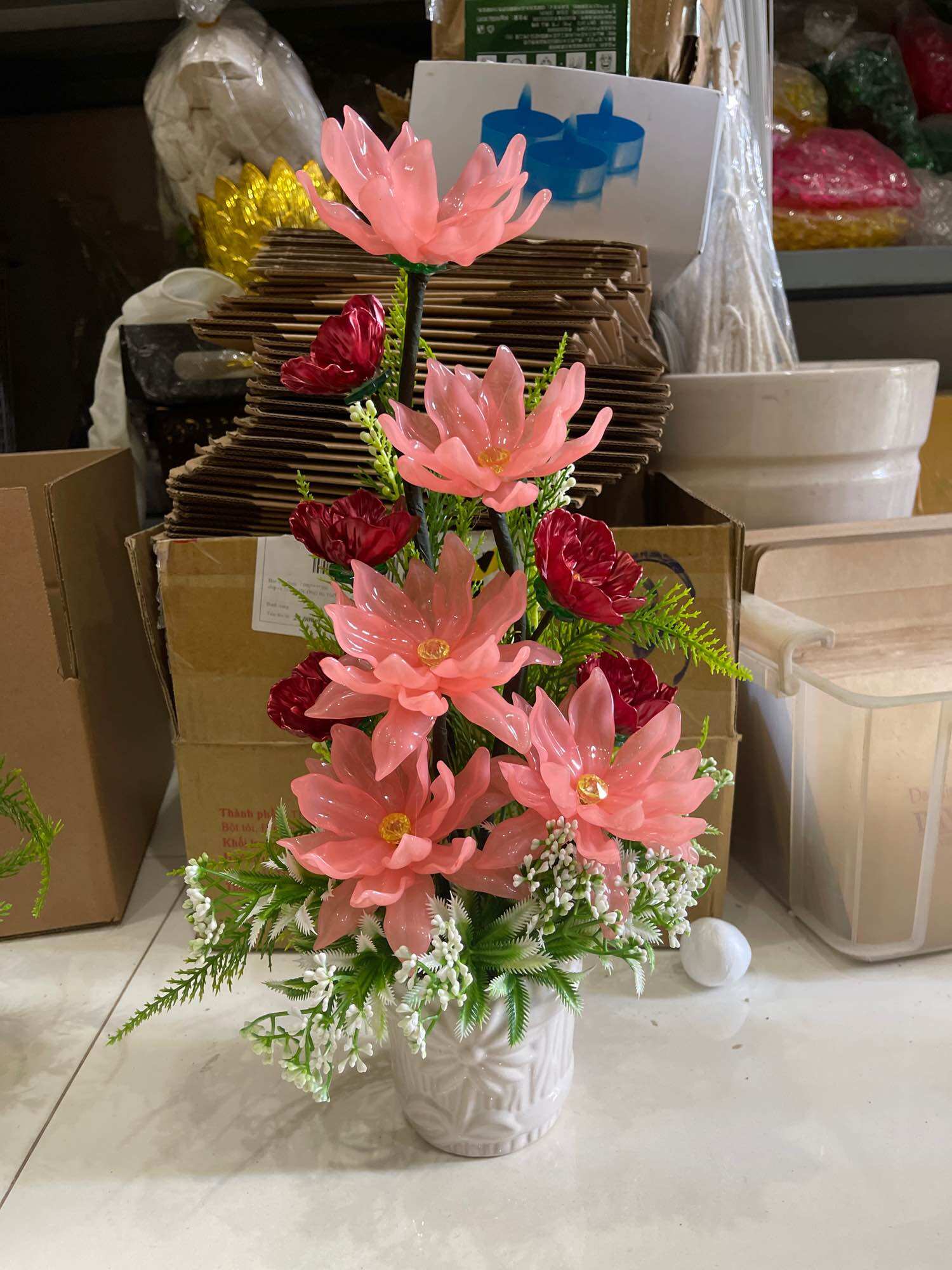 Chậu hoa pha lê cao 35cm ngang 20cm