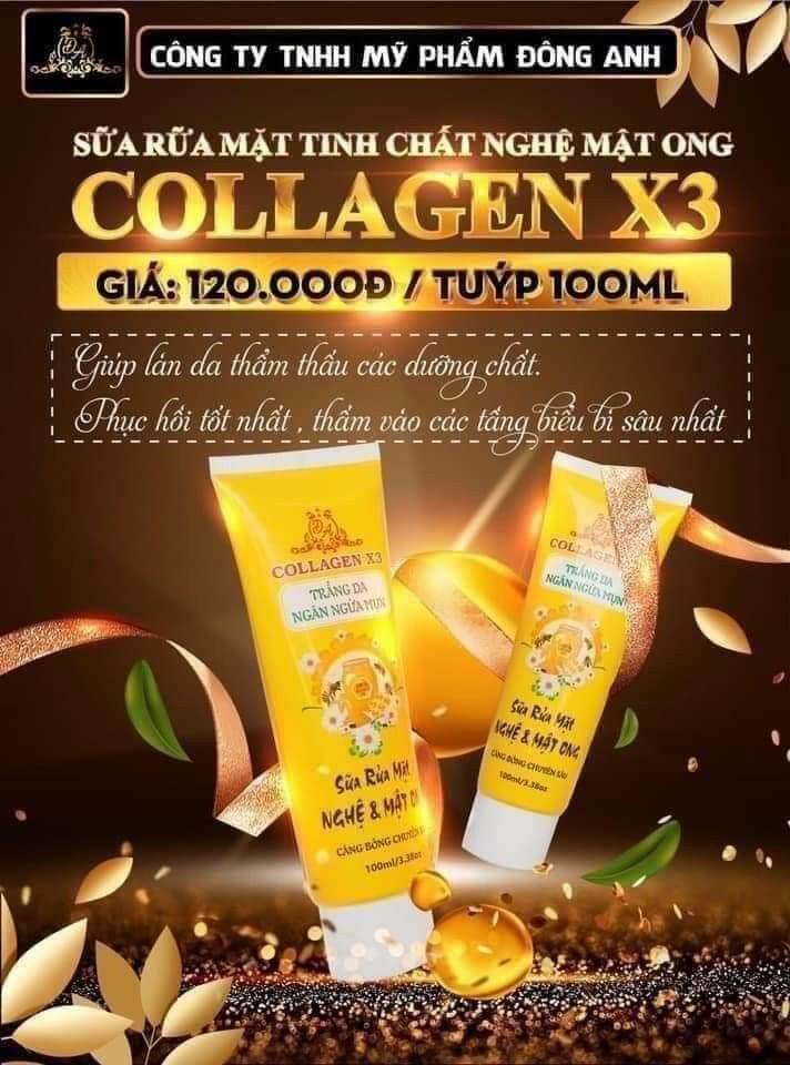 Sữa rửa mặt collagen x3