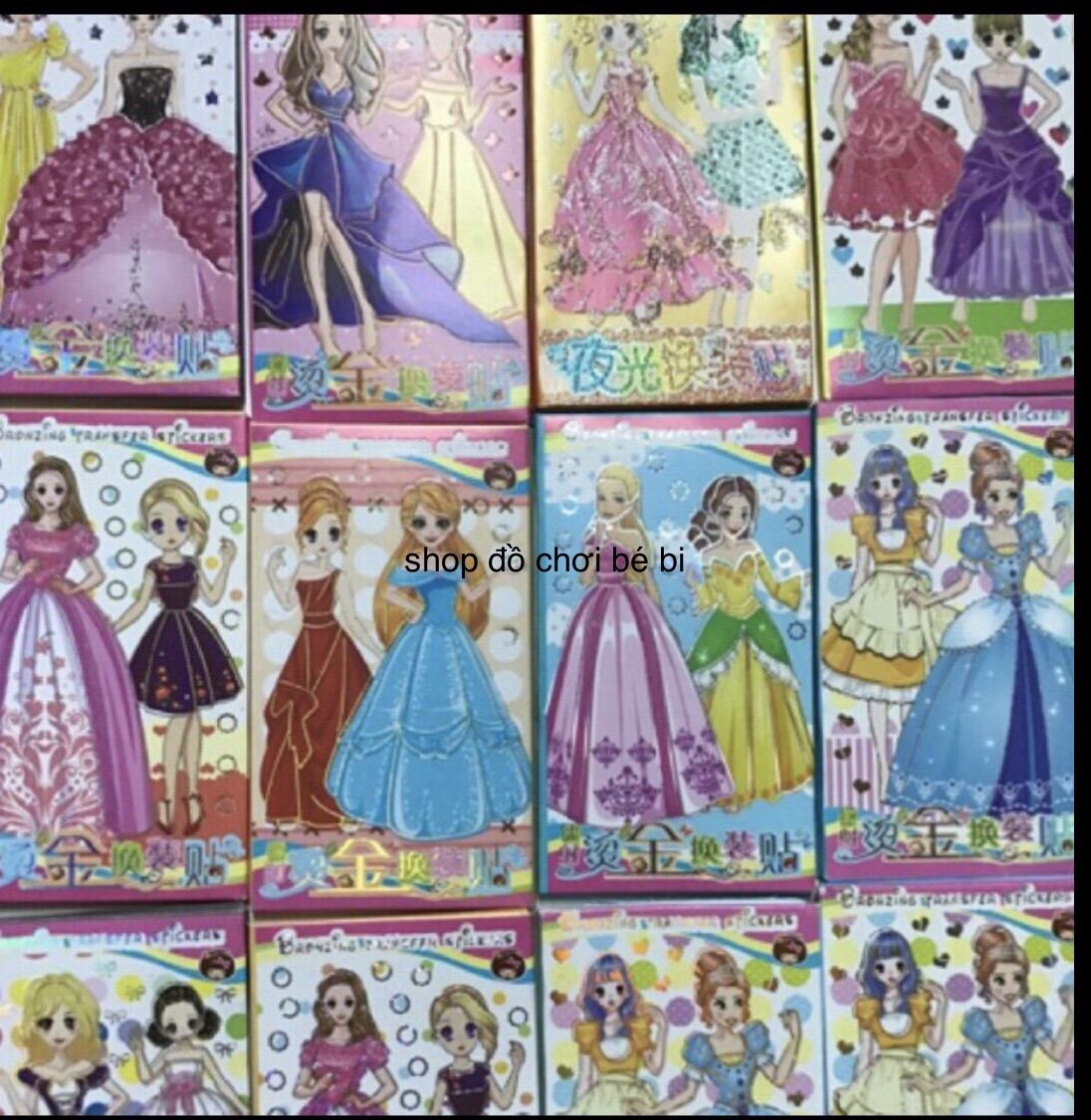 Combo 10 hộp đính đá & 10 hình dán búo bê