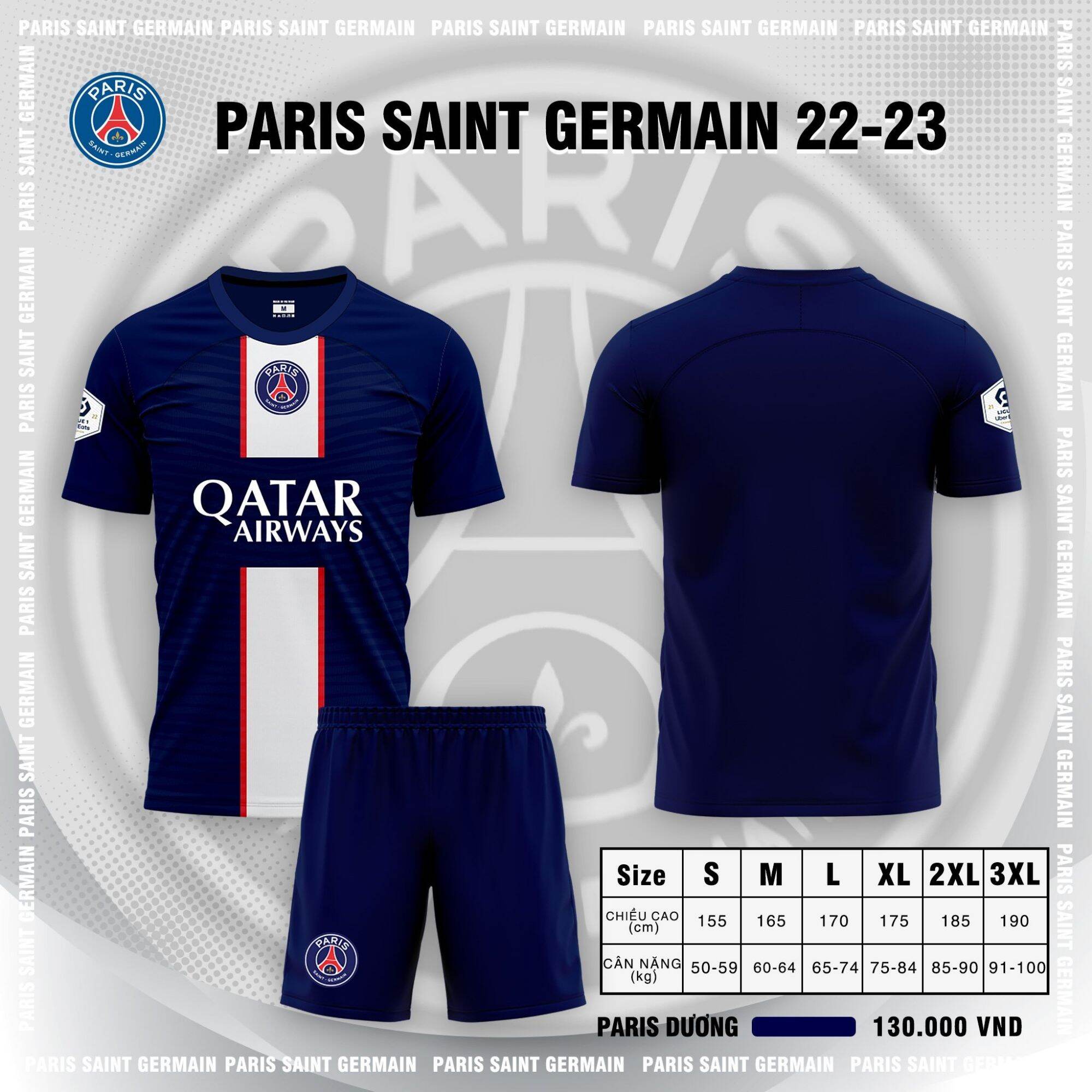 Quần áo bóng đá câu lạc bộ PARI DƯƠNG 2022 2023 PSG sân nhà  ibox để đặt