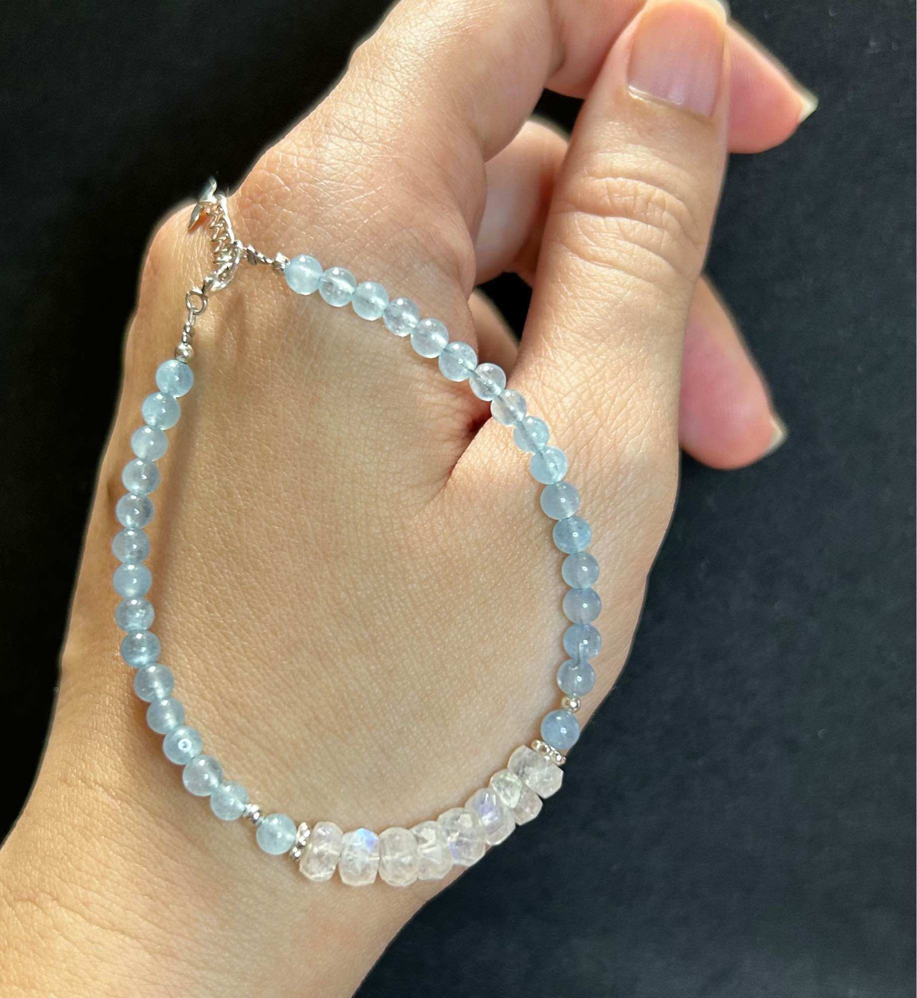 Vòng tay Aquamarine mix Moonstone