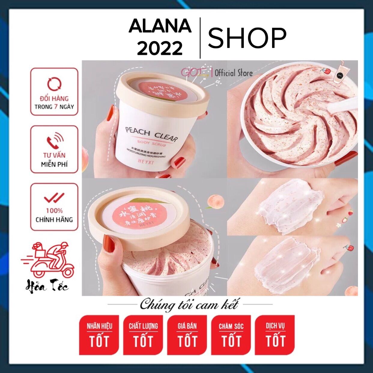 [Freeship]Tẩy da chết vị Đào toàn thân HEYXI Peach Clear Body,ALANA2022.ANAGHASHOP