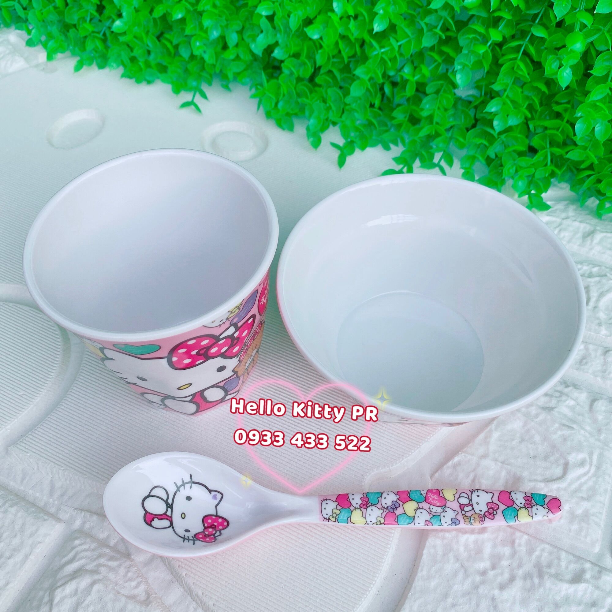Combo chén ly muỗng Hello Kitty