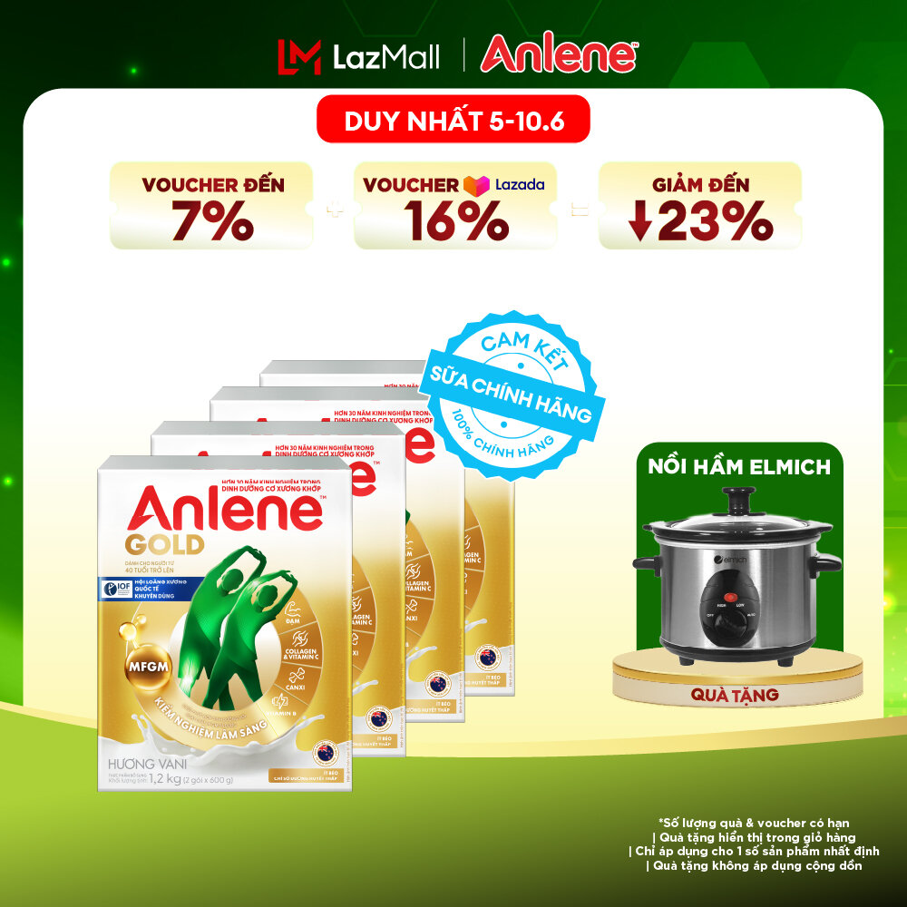 [Voucher giảm đến 26%]Combo 4 Sữa Bột Anlene Gold Hương Vani 1.2Kg