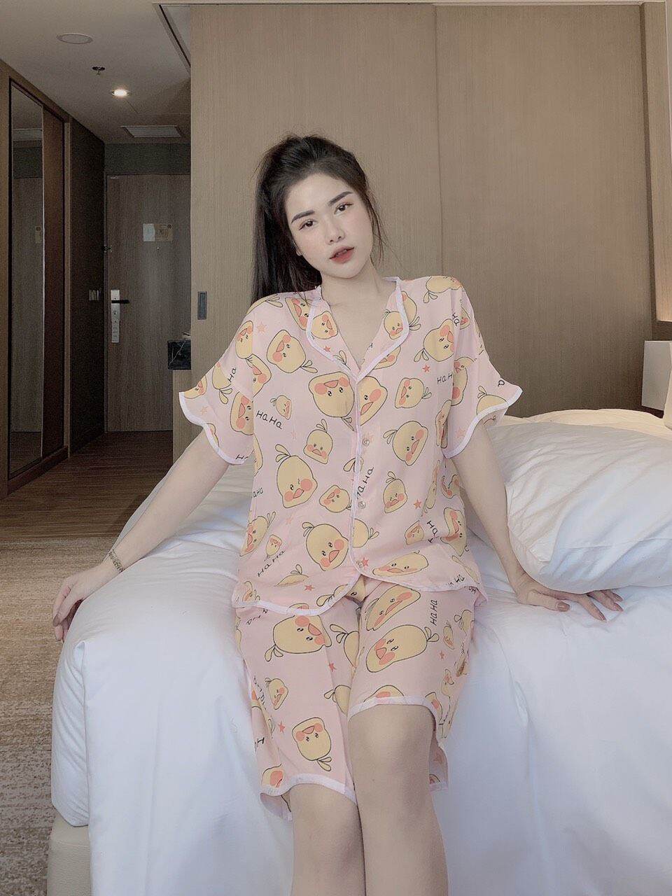 pijama lửng, cổ sóng, mango cao cấp, size 40-60kg (giao màu ngẫu nhiên, chọn màu nt shop nhé)