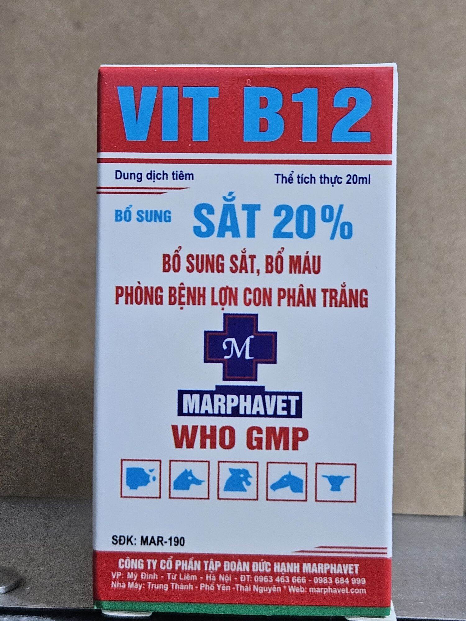 Vit b12 bổ sung sắt 20% , bổ máu cho gà vịt heo chó mèo