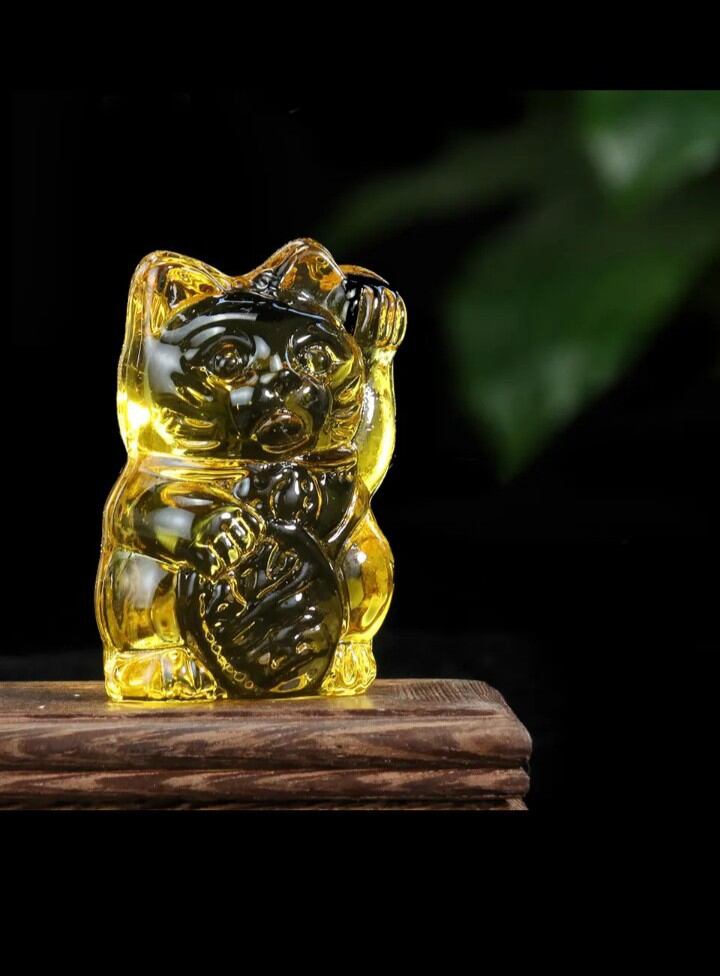 Crystal Lucky Cat ( Mèo Thần Tài CiTrine vàng 7cm)