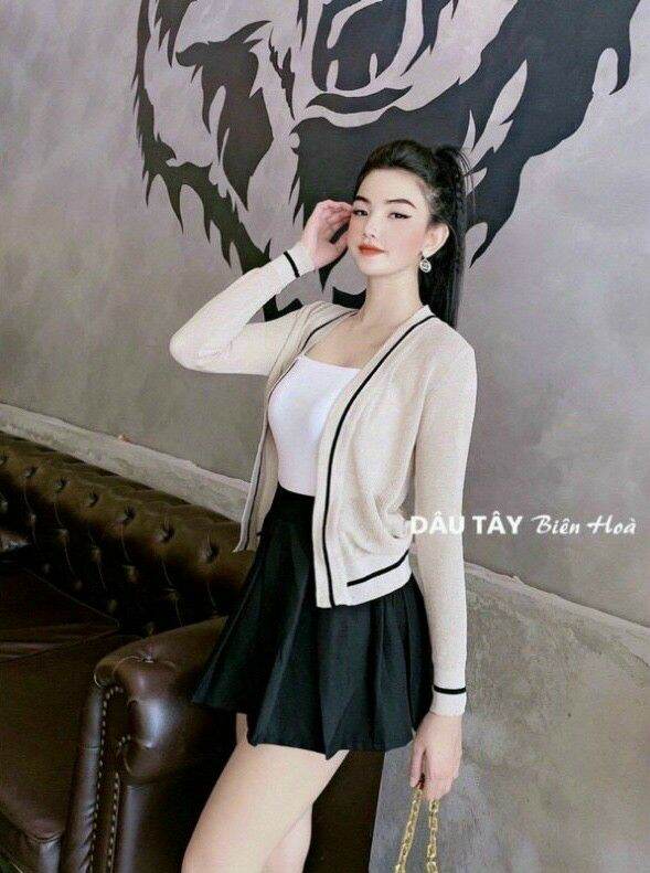Áo khoác len nhẹ chạy viền cao cấp