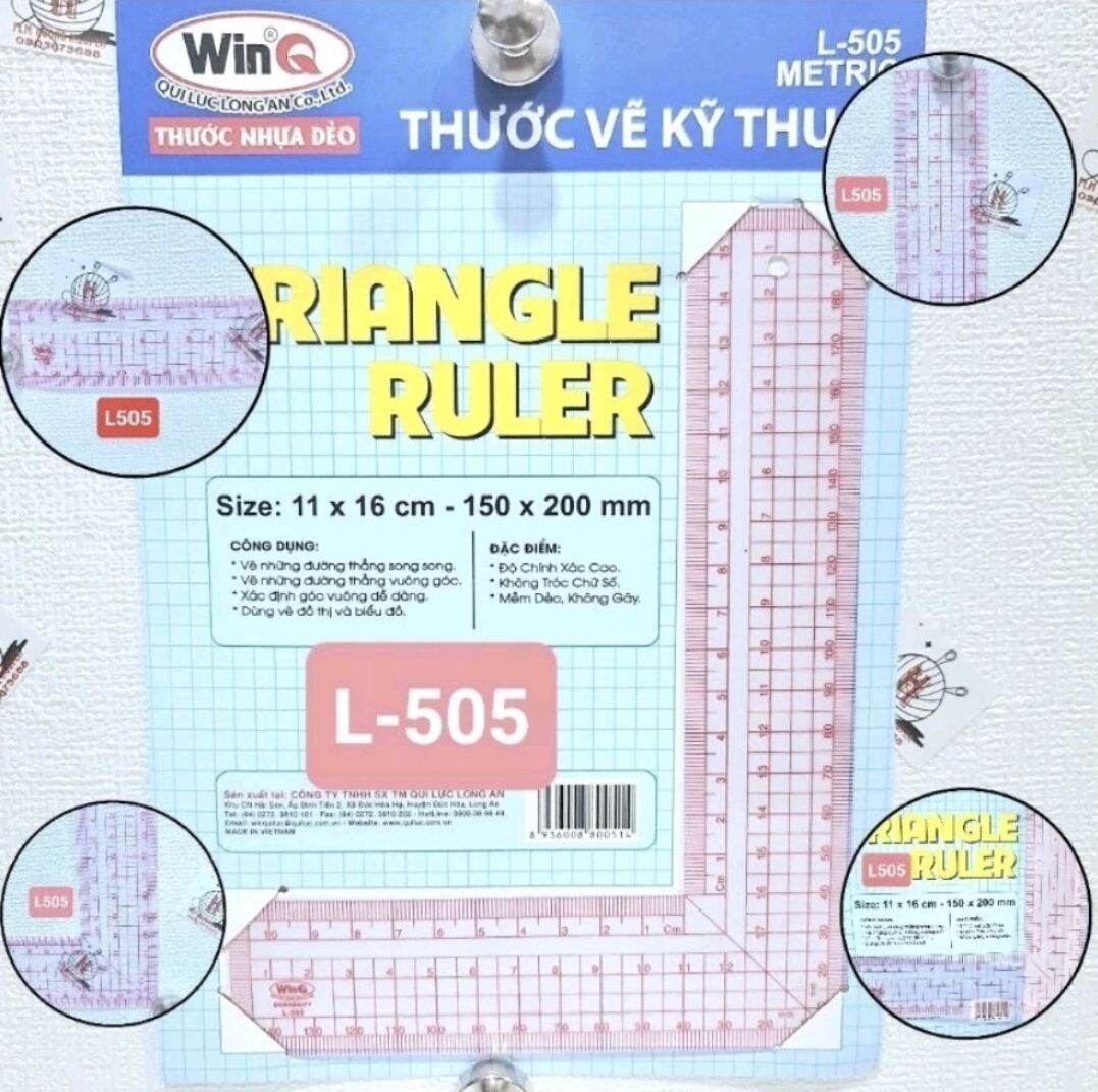 Thước vẽ kỹ thuật.thước góc L-505 thước nhựa dẻo Thước góc vuông 5808