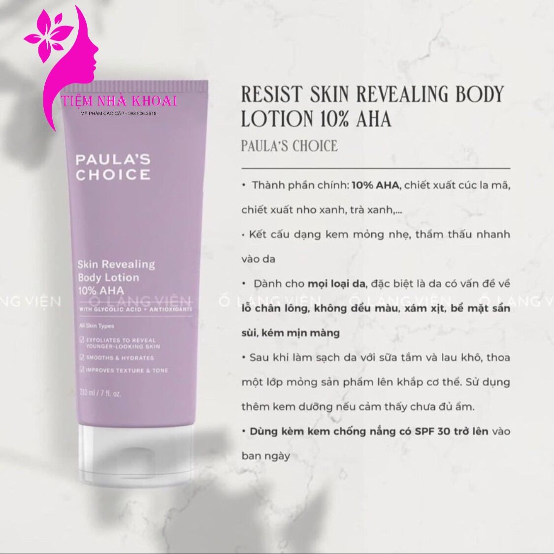 Aha paula choice tẩy da chết toàn thân resist skin revealing body lotion with 10% aha paulachoice