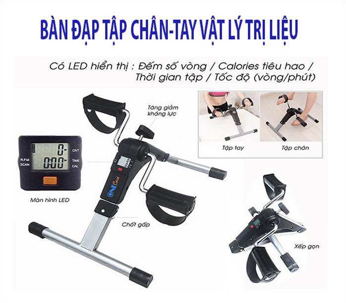 Bàn đạp kháng lực tập chân tay có màn hình led cho người bệnh