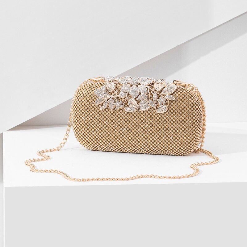 Clutch đá- ví cầm tay đá khoá hoa cao cấp, sang trọng