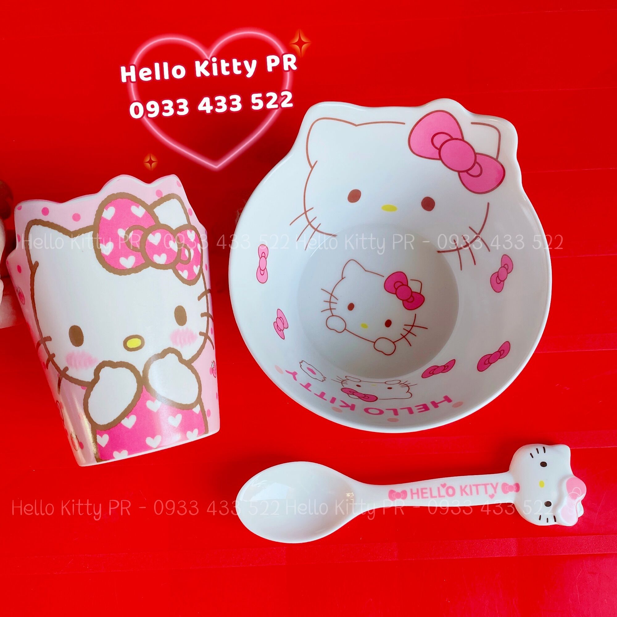 Set combo chén tô muỗng ly Hello Kitty